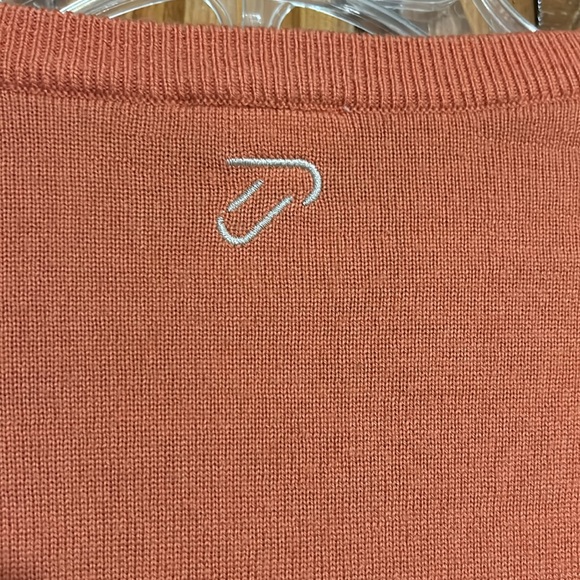 IJP Design Sweater in soft orange, cream and tan argyle design front - Picture 3 of 6